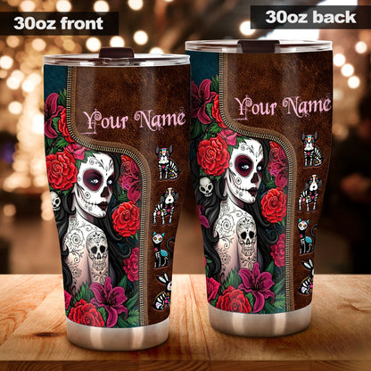 Day Of The Dead - Personalized Latina Women Tumbler