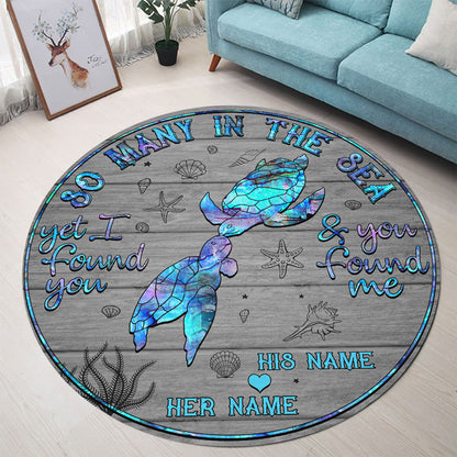 So Many In The Sea - Personalized Turtle Round Rug