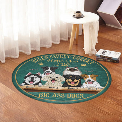 Hello Sweet Cheeks - Personalized Dog Round Rug