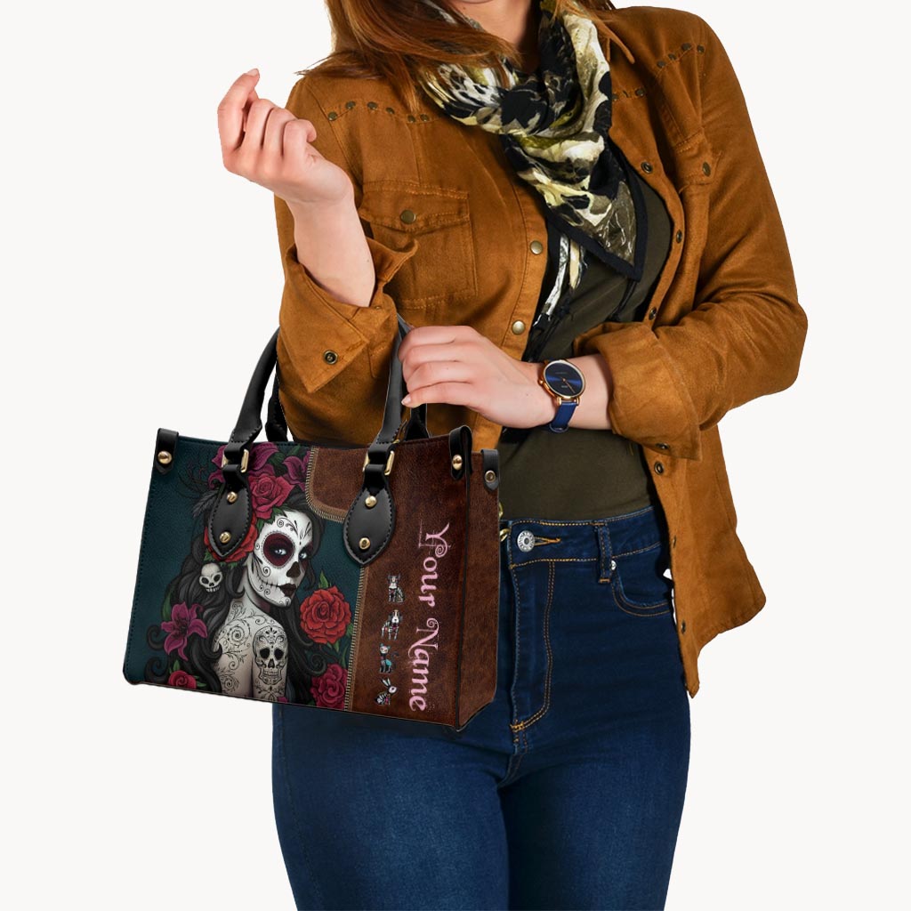 Day Of The Dead - Personalized Latina Women Leather Handbag