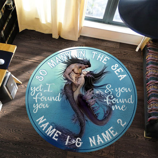 So Many In The Sea - Personalized Mermaid Round Rug