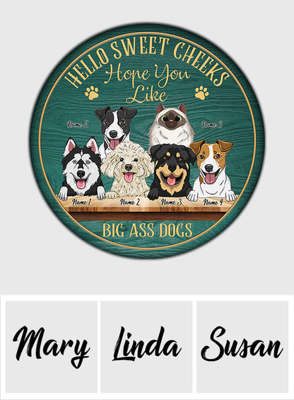 Hello Sweet Cheeks - Personalized Dog Round Rug