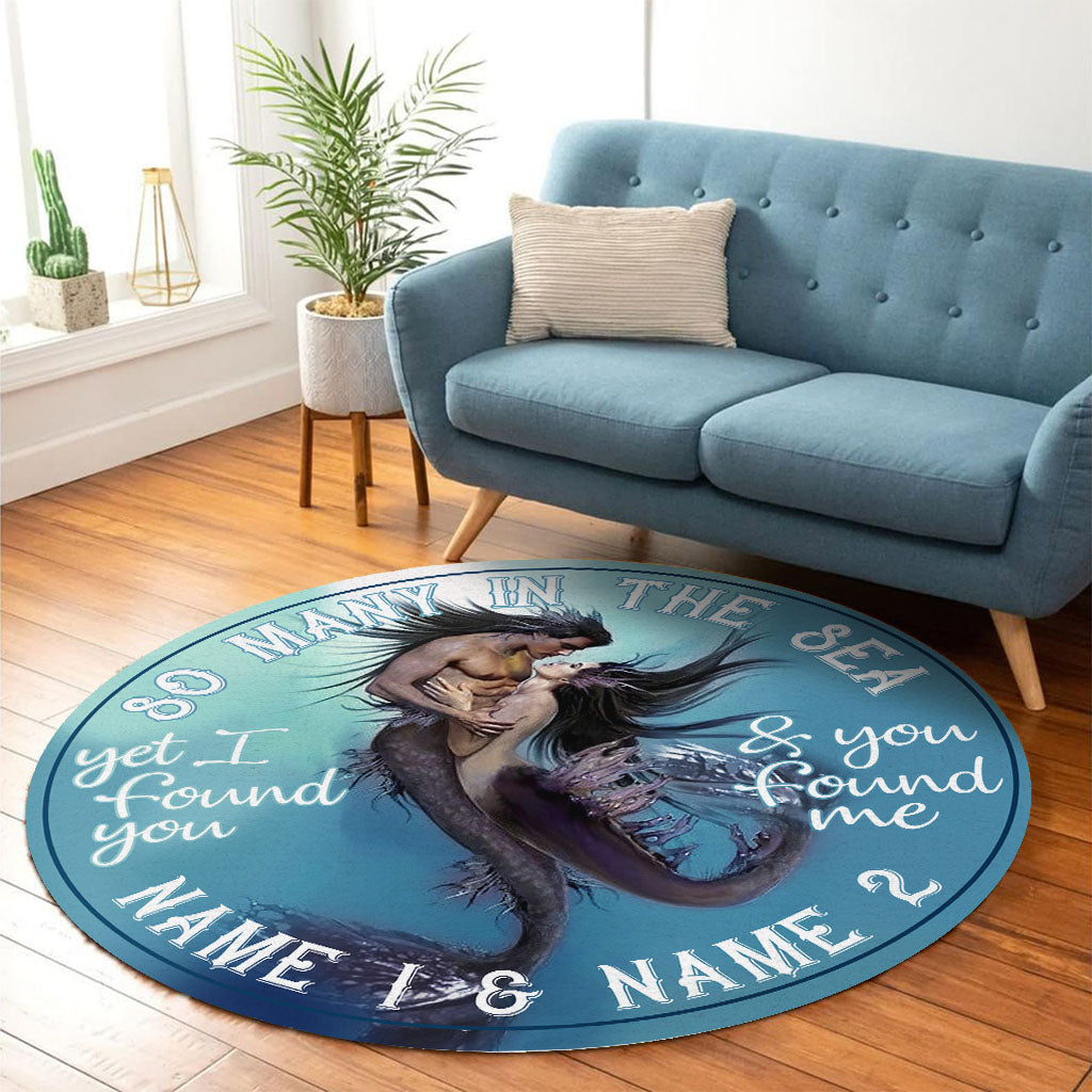 So Many In The Sea - Personalized Mermaid Round Rug