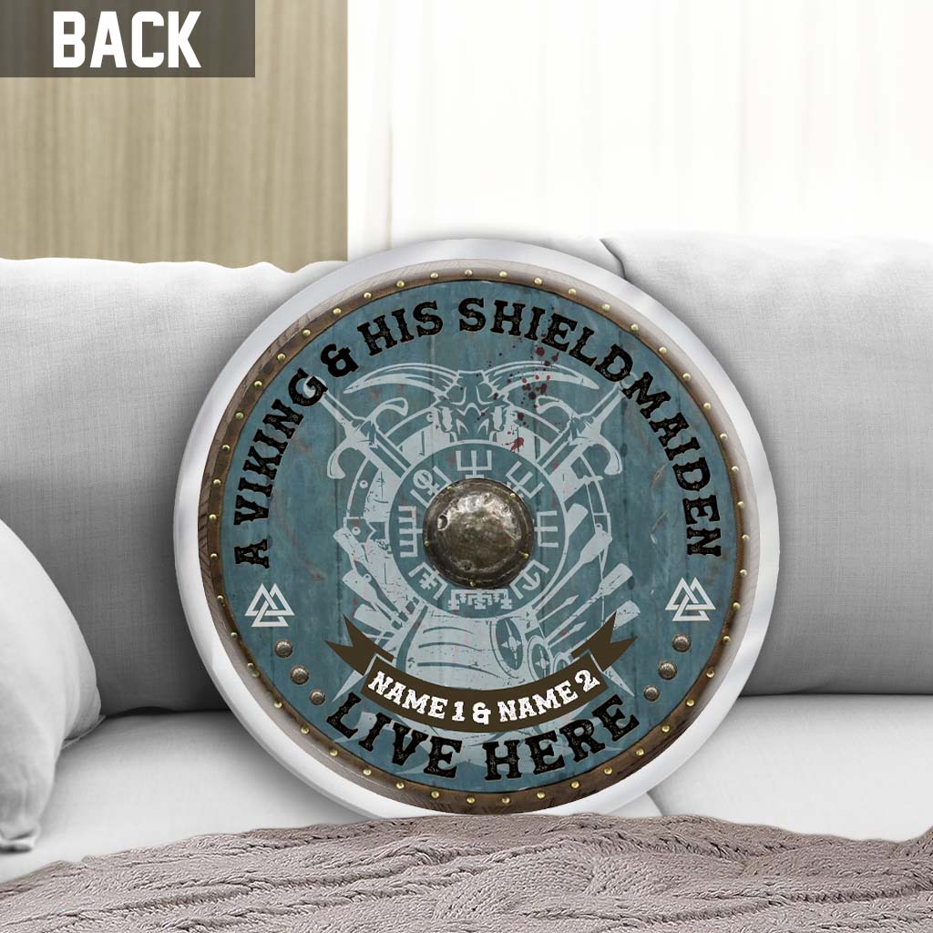 A Viking King And His Shieldmaiden - Personalized Viking Shaped Pillow
