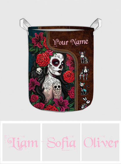 Day Of The Dead - Personalized Latina Women Storage Basket
