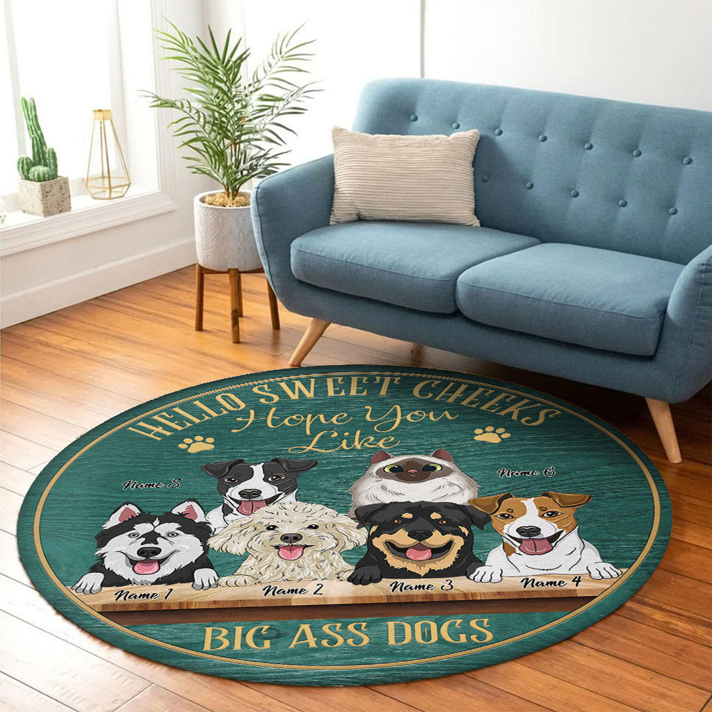 Hello Sweet Cheeks - Personalized Dog Round Rug