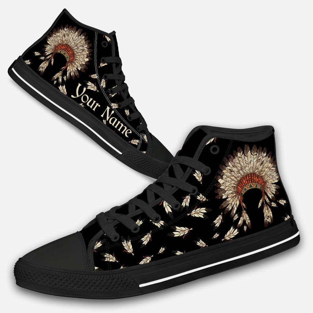 Indigenous - Personalized American Indian High Top Shoes
