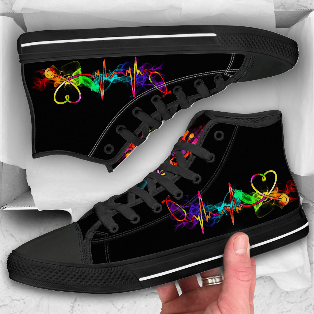 Nurse Heart Beat - Nurse High Top Shoes