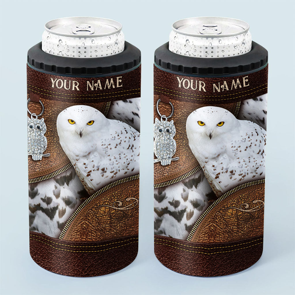 Snowy Owl - Personalized Owl Can Cooler