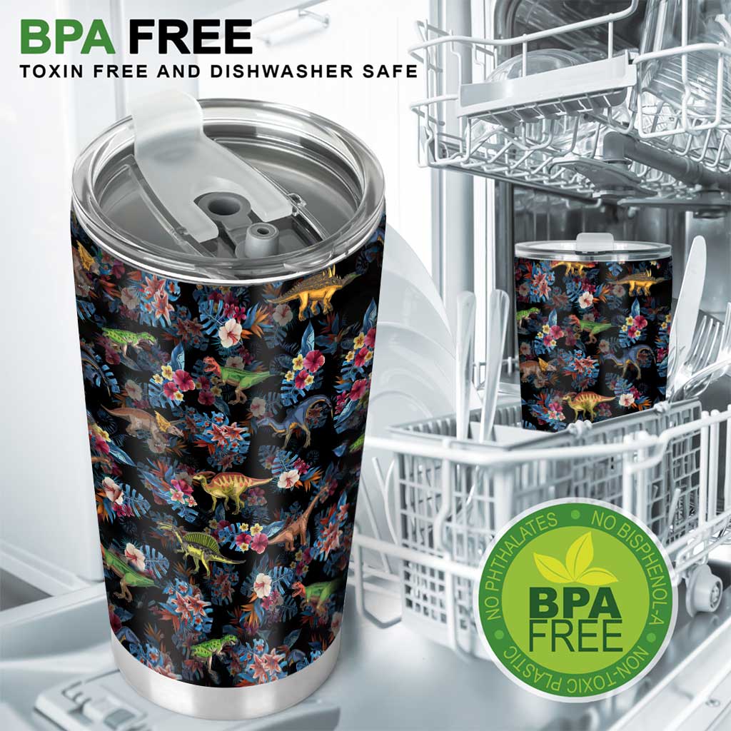 Tropical Dinosaurs Pattern - Dinosaur Tumbler