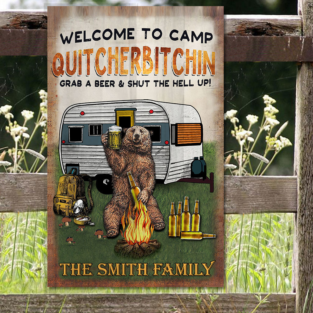 Welcome To Camp Quitcherbitchin - Personalized Camping Rectangle Wood Sign
