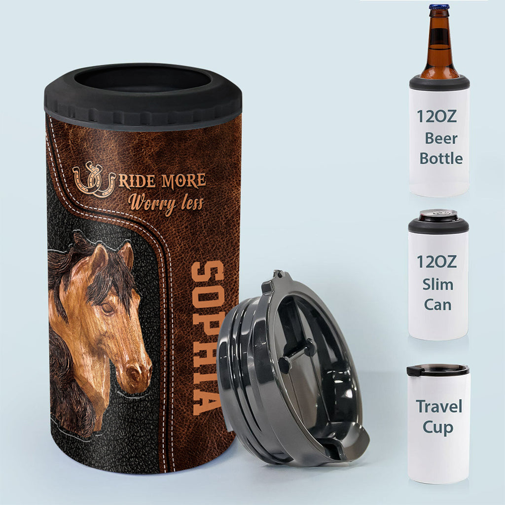 Ride More Worry Less - Personalized Horse Can Cooler