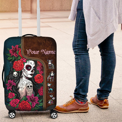 Day Of The Dead - Personalized Latina Women Luggage Cover