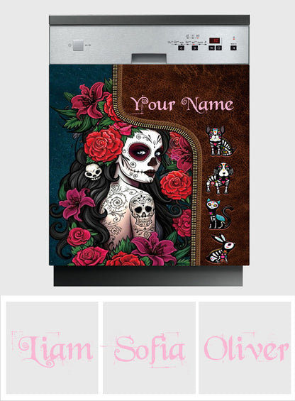 Day Of The Dead - Personalized Latina Women Dishwasher Cover