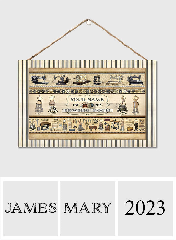Sewing Room - Personalized Sewing Rectangle Wood Sign