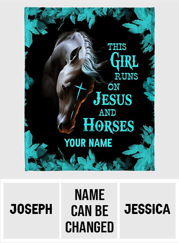 This Girl Runs On Jesus And Horse - Personalized Horse Blanket