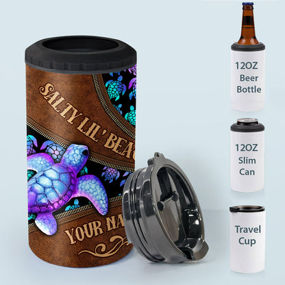 Salty Lil' Beach - Personalized Turtle Can Cooler