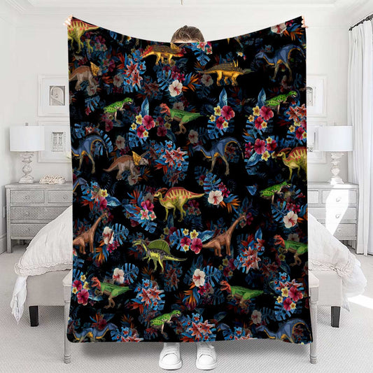 Tropical Dinosaurs Pattern - Dinosaur Blanket
