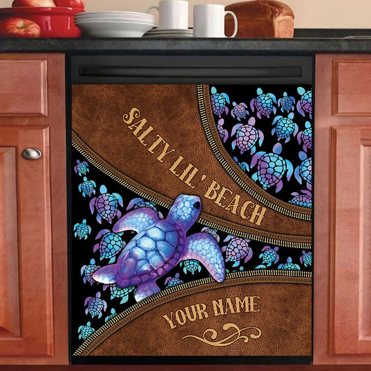 Salty Lil' Beach - Personalized Turtle Dishwasher Cover