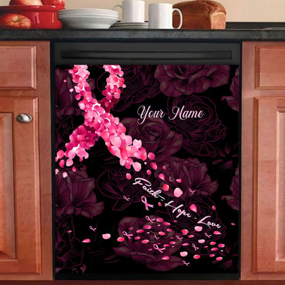 Faith Hope Love - Personalized Breast Cancer Awareness Dishwasher Cover