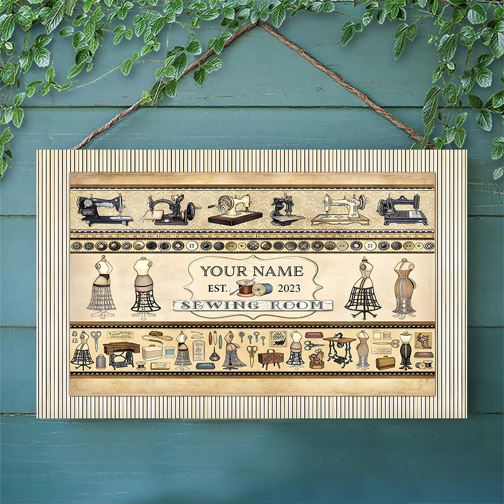 Sewing Room - Personalized Sewing Rectangle Wood Sign