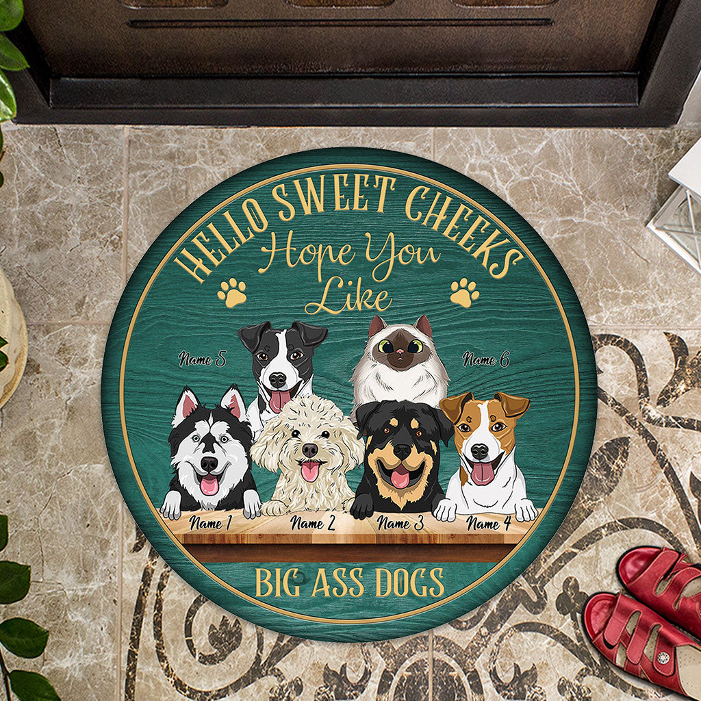 Hello Sweet Cheeks - Personalized Dog Shaped Doormat