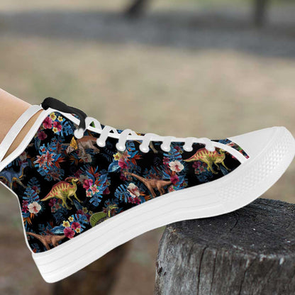 Tropical Dinosaurs Pattern - Dinosaur High Top Shoes