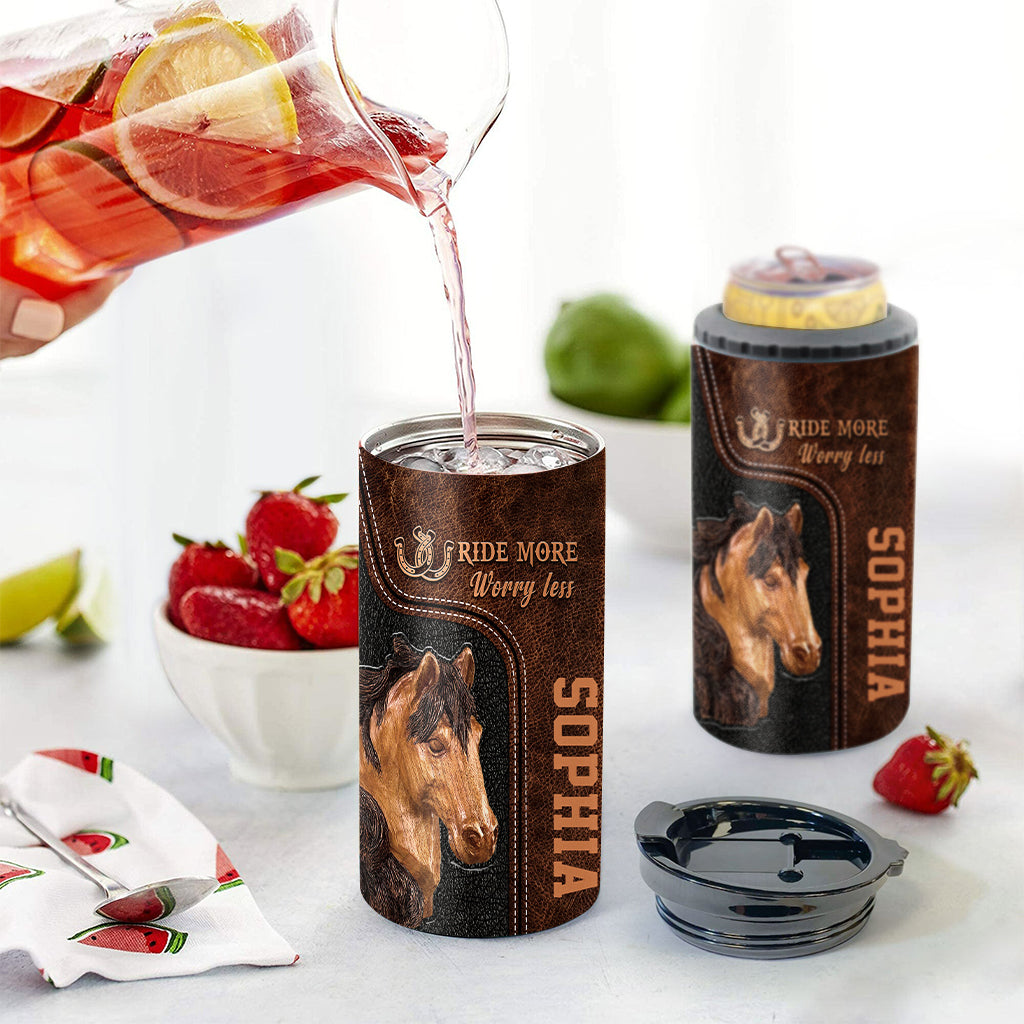 Ride More Worry Less - Personalized Horse Can Cooler