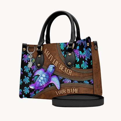 Salty Lil' Beach - Personalized Turtle Leather Handbag