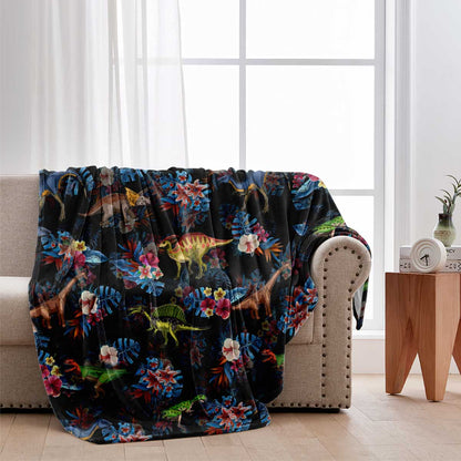 Tropical Dinosaurs Pattern - Dinosaur Blanket