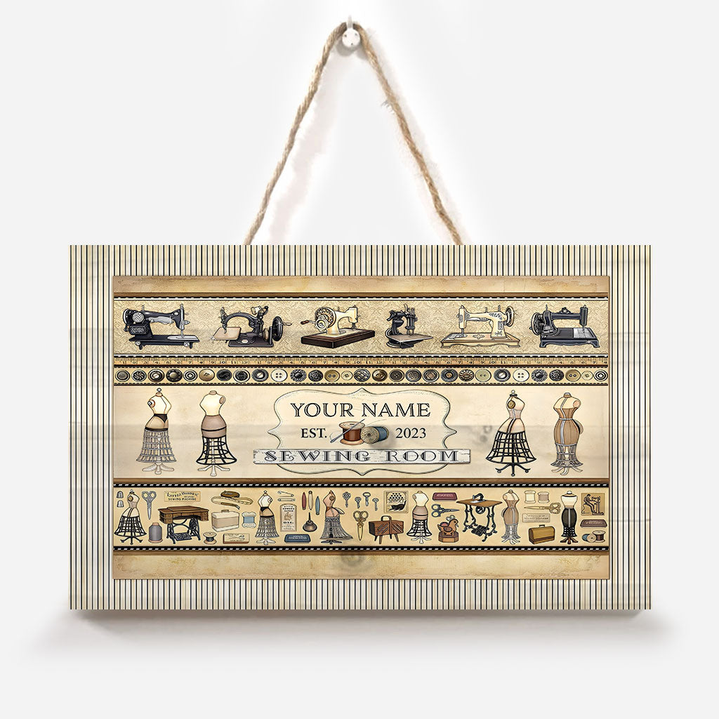 Sewing Room - Personalized Sewing Rectangle Wood Sign