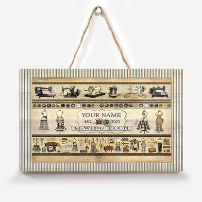 Sewing Room - Personalized Sewing Rectangle Wood Sign