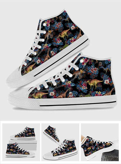 Tropical Dinosaurs Pattern - Dinosaur High Top Shoes