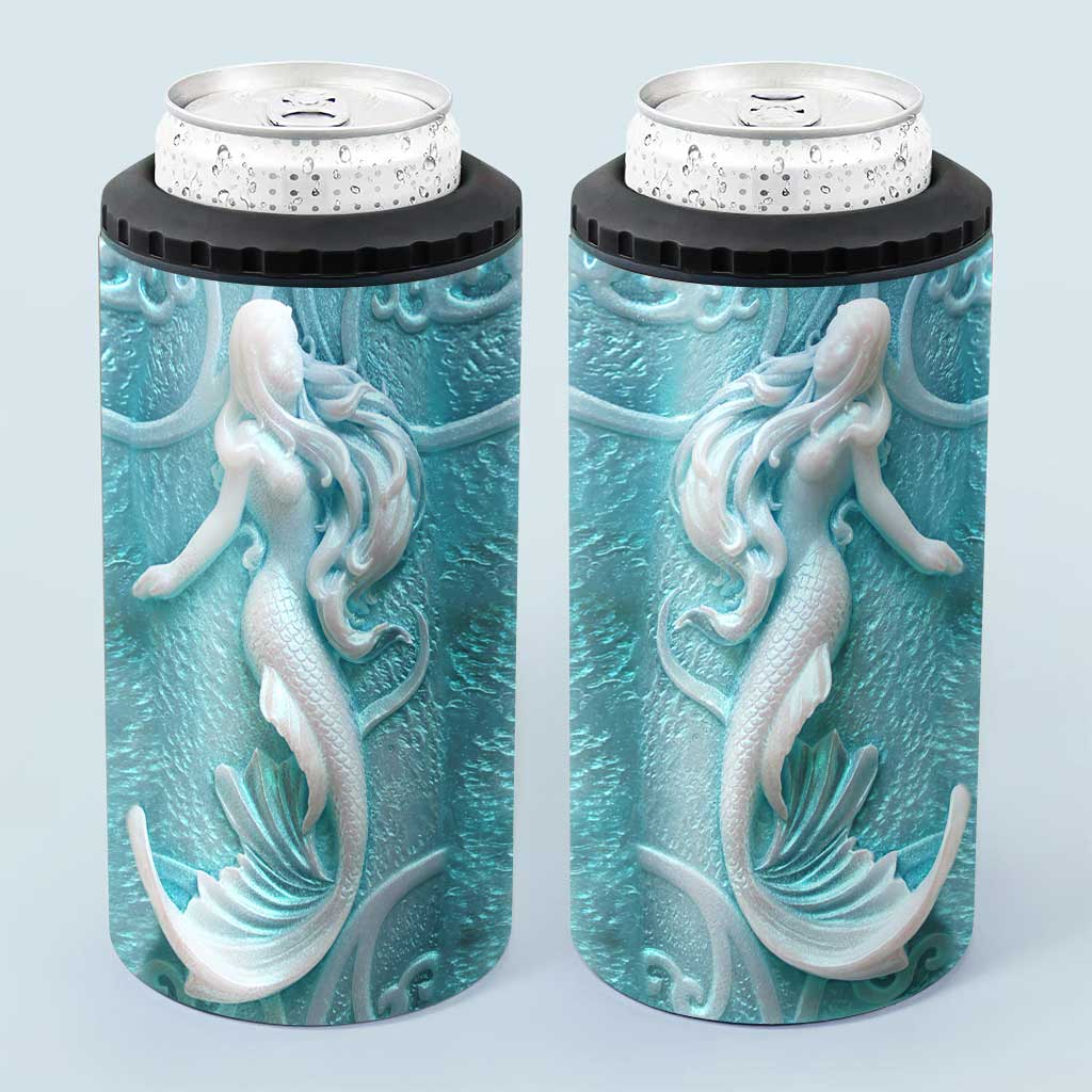 Ocean 3D Pattern Print - Mermaid Can Cooler