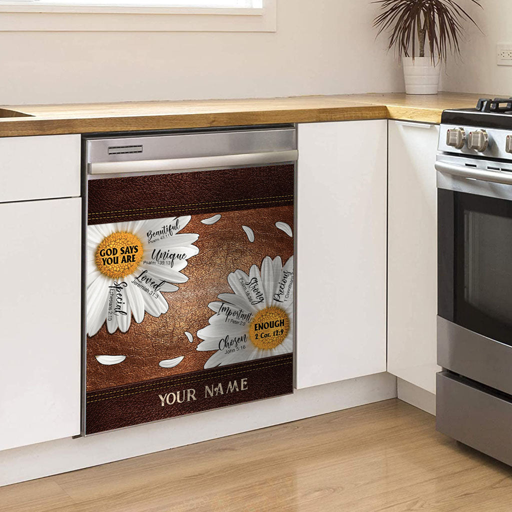 God Says You Are - Personalized Christian Dishwasher Cover