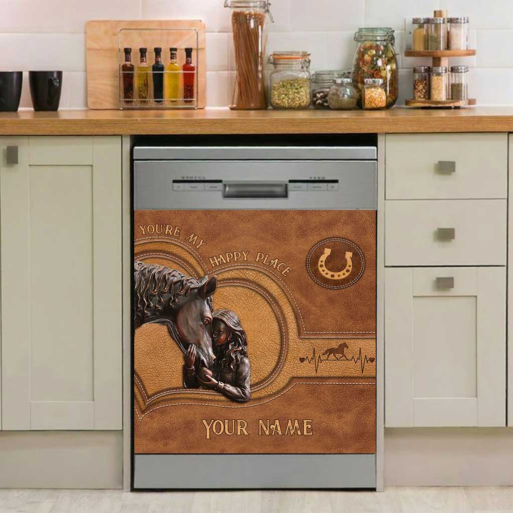 You're My Happy Place - Personalized Horse Dishwasher Cover