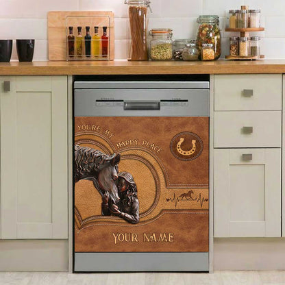 You're My Happy Place - Personalized Horse Dishwasher Cover