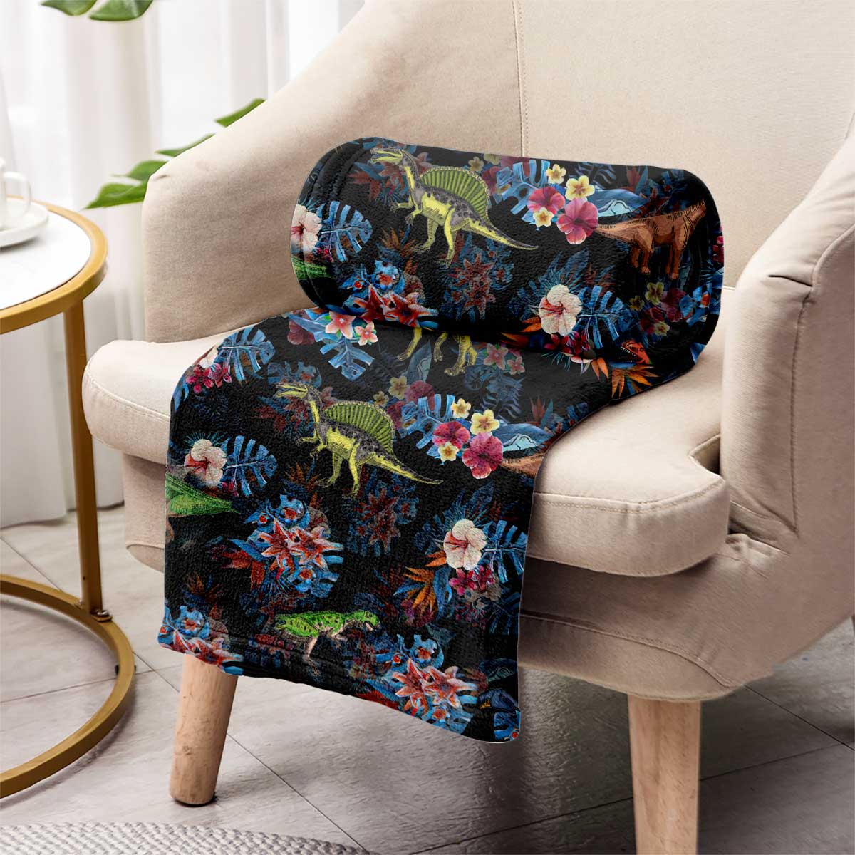 Tropical Dinosaurs Pattern - Dinosaur Blanket