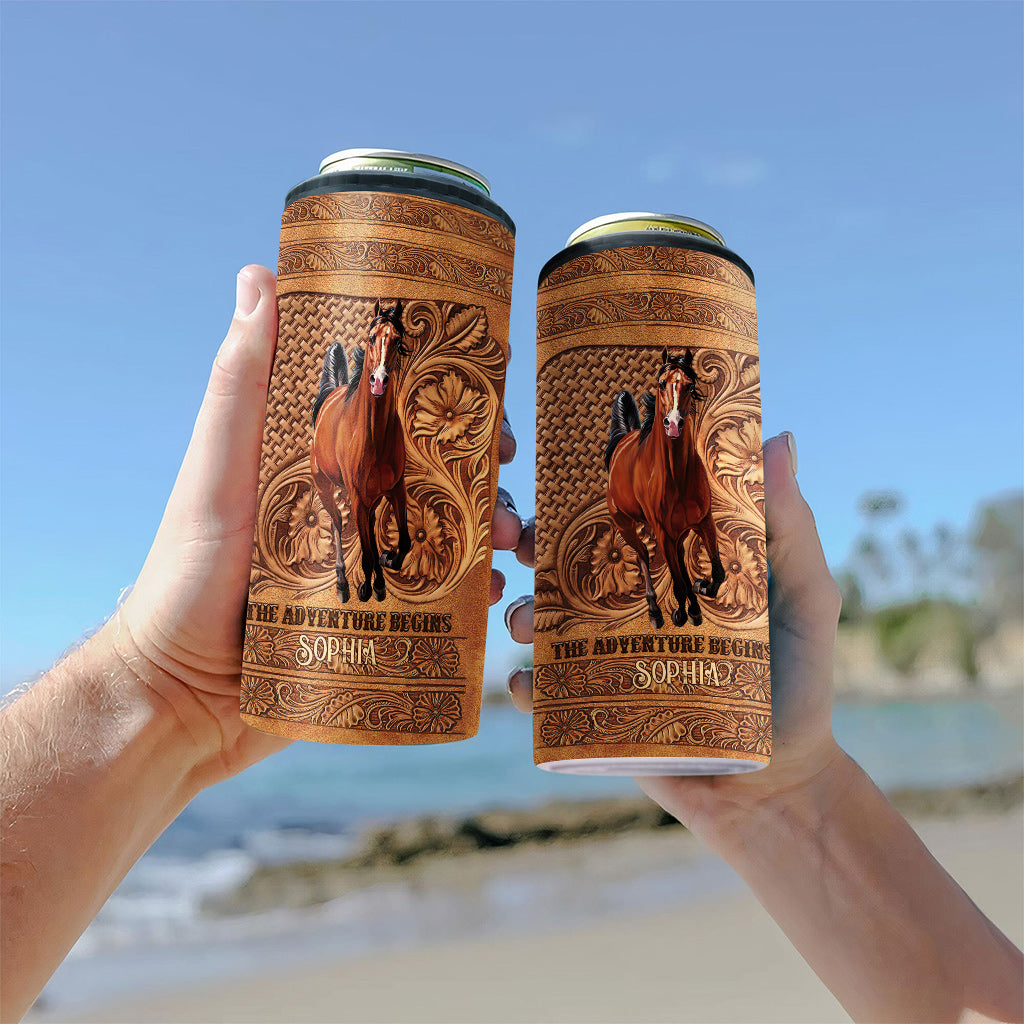 The Adventure Begins - Personalized Horse Can Cooler