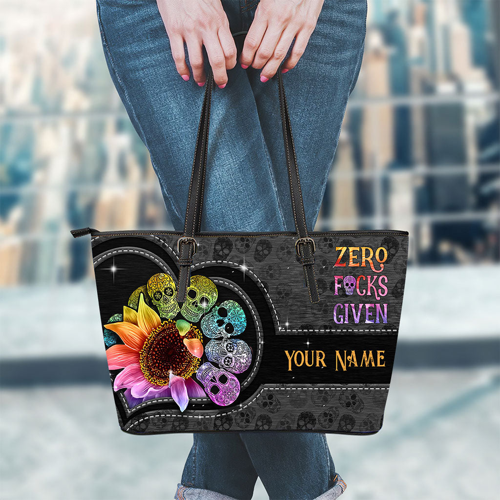 Zero Fk Given - Personalized Skull Leather Bag