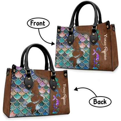 Mermaid - Personalized Mermaid Leather Handbag