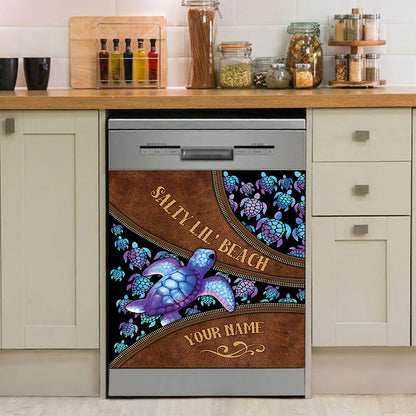 Salty Lil' Beach - Personalized Turtle Dishwasher Cover