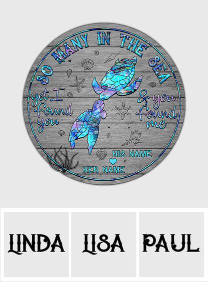 So Many In The Sea - Personalized Turtle Round Rug