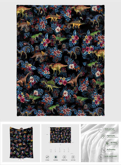 Tropical Dinosaurs Pattern - Dinosaur Blanket