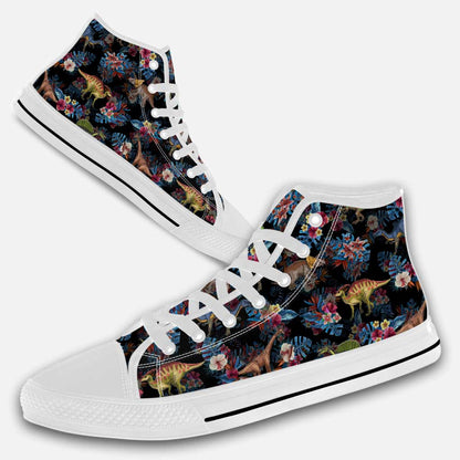 Tropical Dinosaurs Pattern - Dinosaur High Top Shoes