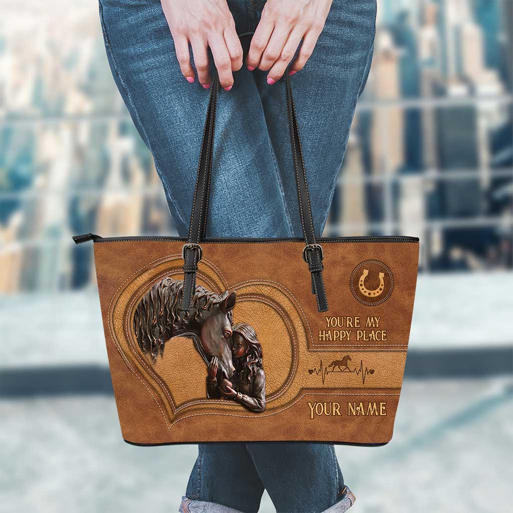 You're My Happy Place - Personalized Horse Leather Bag