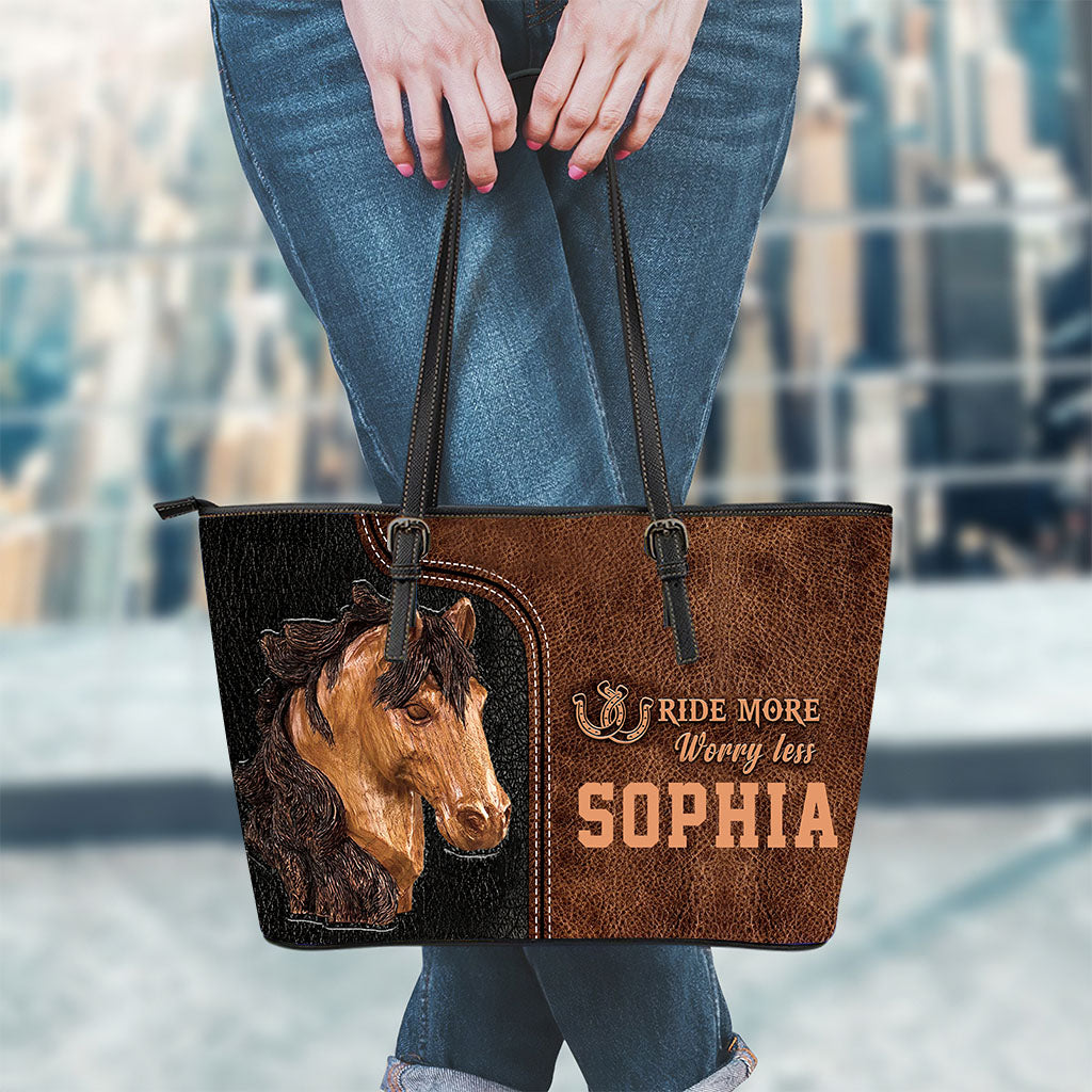 Ride More Worry Less - Personalized Horse Leather Bag