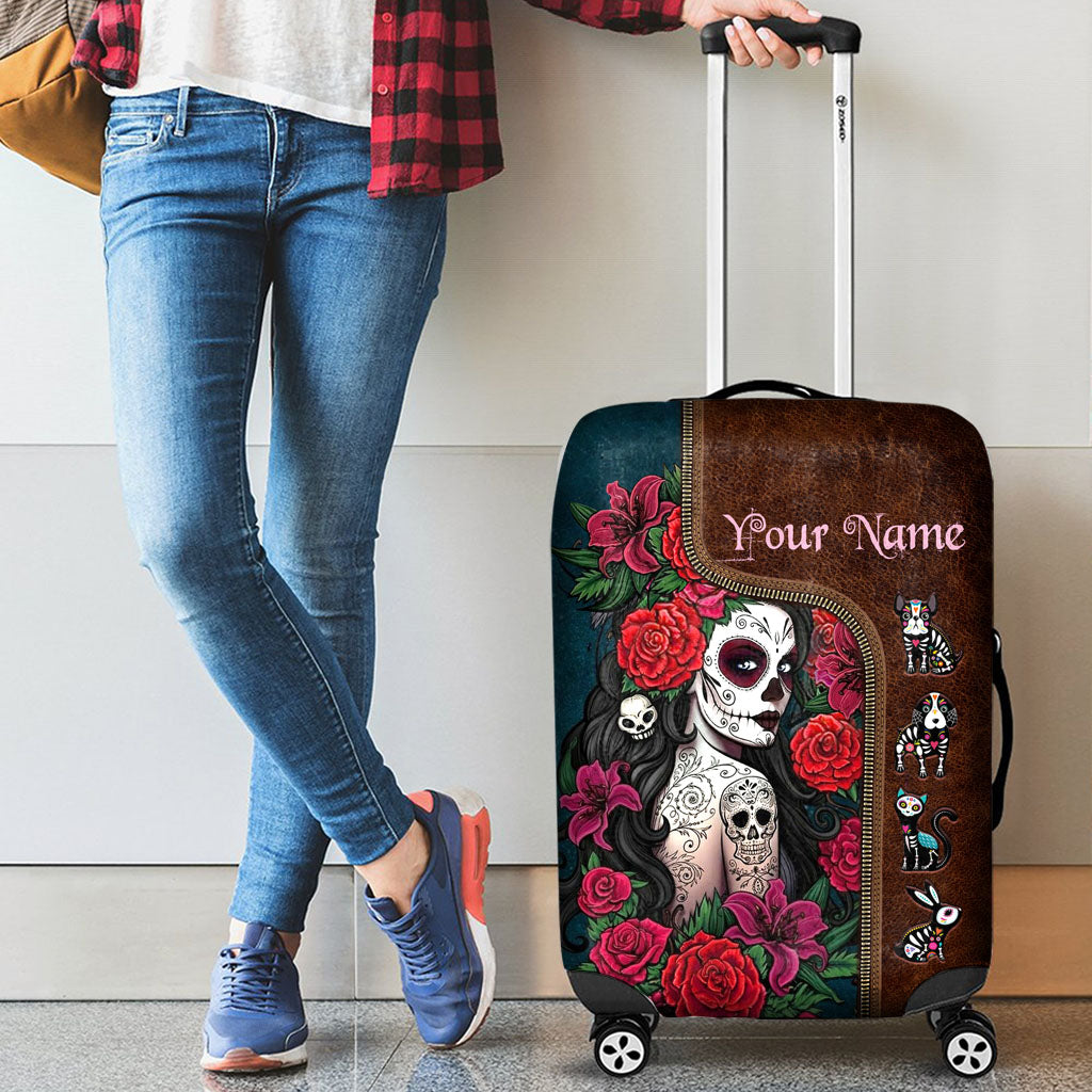 Day Of The Dead - Personalized Latina Women Luggage Cover