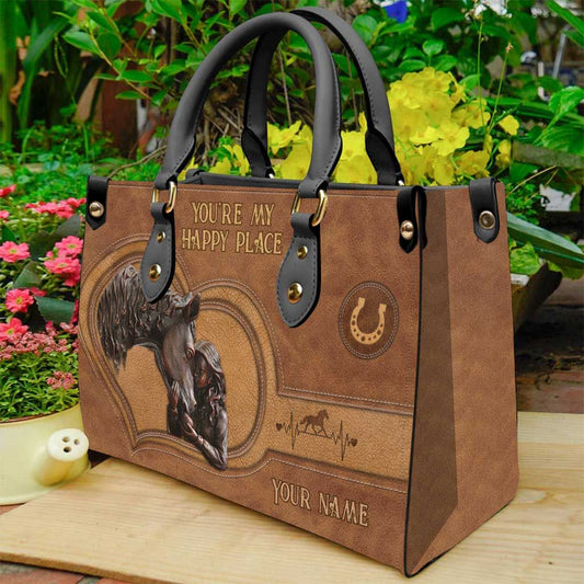 You're My Happy Place - Personalized Horse Leather Handbag