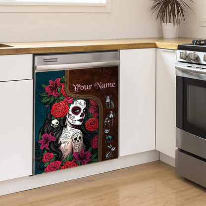 Day Of The Dead - Personalized Latina Women Dishwasher Cover